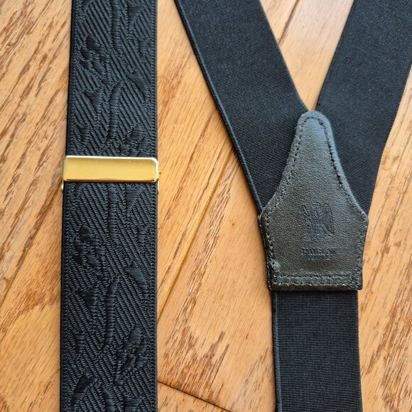 L'Aiglon France Elastic Black Floral Garden Embossed suspenders CAS Germany - Picture 3 of 15
